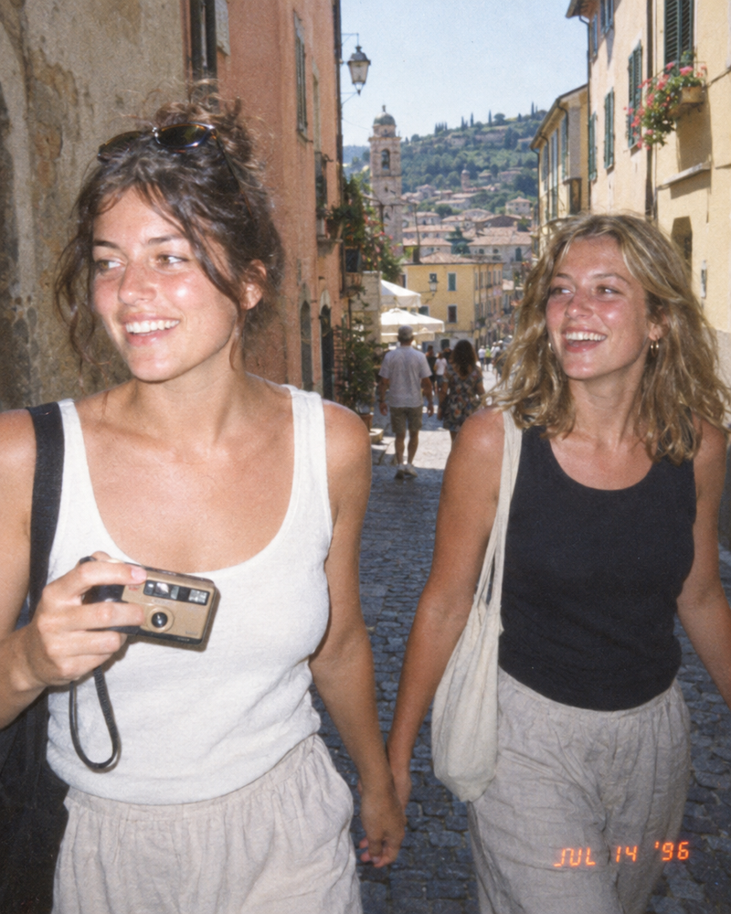 Friends exploring an old town