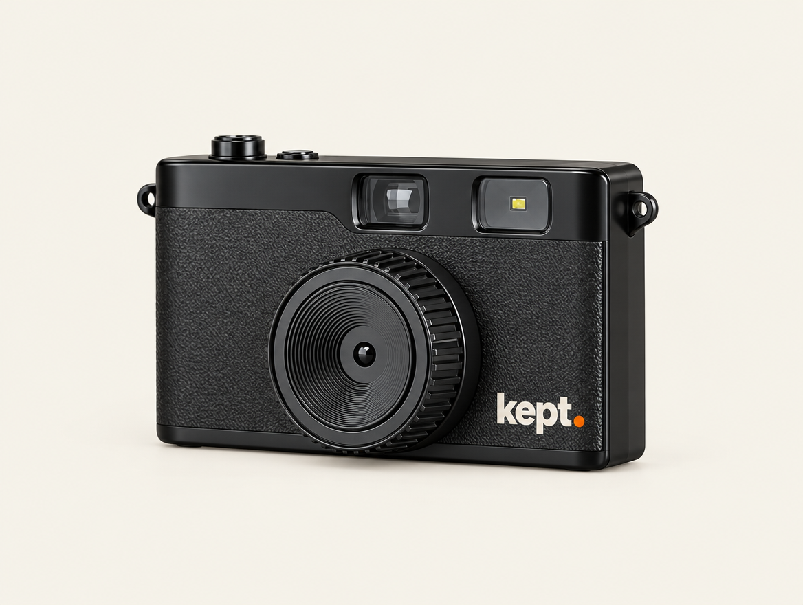 kept. screen-free camera in Darkroom Black