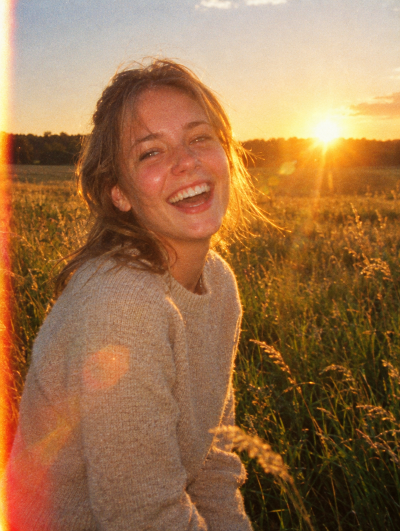 Warm film look: golden hour portrait